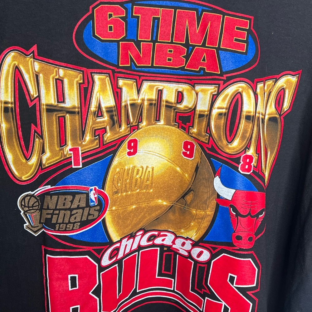 Chicago Bulls 6-Time NBA 1998 Champions 90s Vintage T-Shirt Men’s Size XL - Picture 2 of 7
